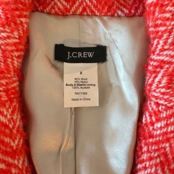 J.‎Crew Collection  Vintage Tweed Blazer Orange Blazer Jacket Size 8 - Picture 6 of 7